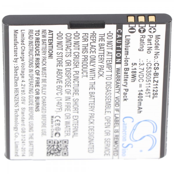 Batterie Li-Ion - 1400mAh (3.7V) pour téléphone portable, smartphone, téléphone remplace Blu C535051145T