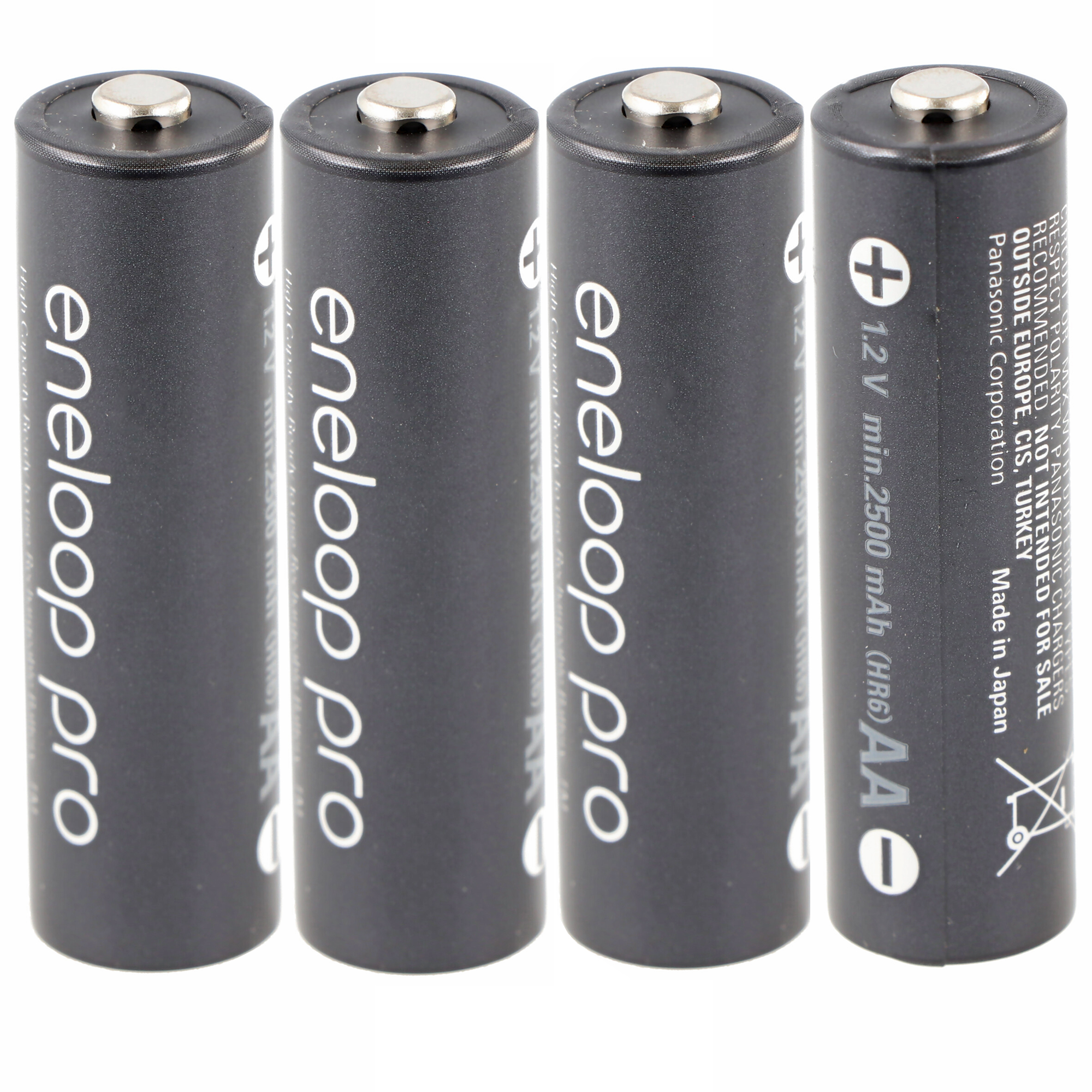 Panasonic eneloop pro, préchargé, blister de vente au détail (lot de 4)  Batterie rechargeable BK-3HCDE/4BE NiMH, Mignon, AA, HR06, 1,2 V et 2 500  mAh 5410853064152, Batteries Ready2use
