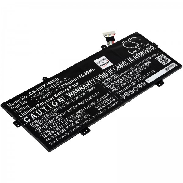 Batterie pour ordinateur portable Huawei MateBook X Pro 2020, MACH-W19L, type HB4593R1ECW-22 - 7,64V - 7250 mAh