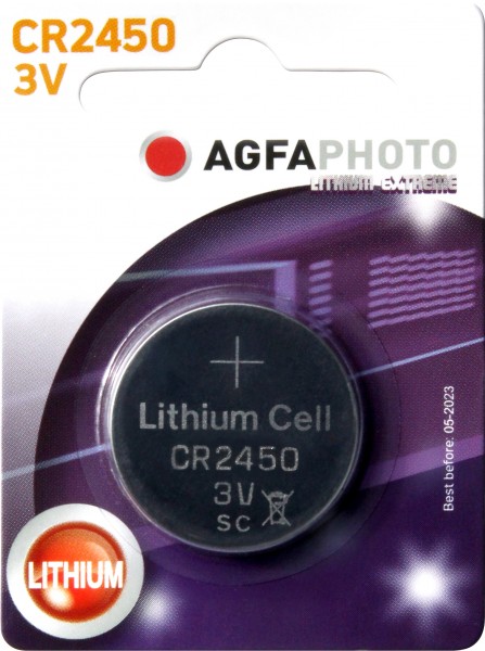 Agfaphoto Batterie au lithium, pile bouton, CR2450, 3V Extreme, blister de vente au détail (1 paquet)