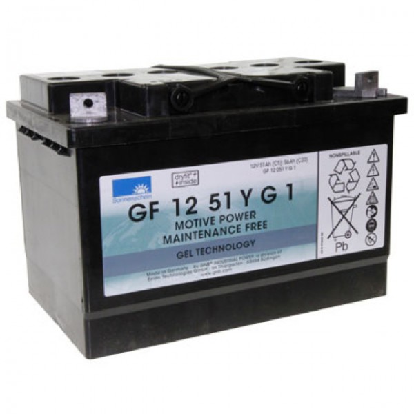 Batterie au plomb Exide Dryfit GF12051YG1 avec connexion à vis M6 12V, 51000mAh