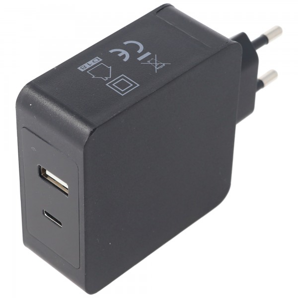 Alimentation USB PD de type C 45 W avec sortie USB-C et 12 W USB-A charges QC2.0, QC3.0 et PD