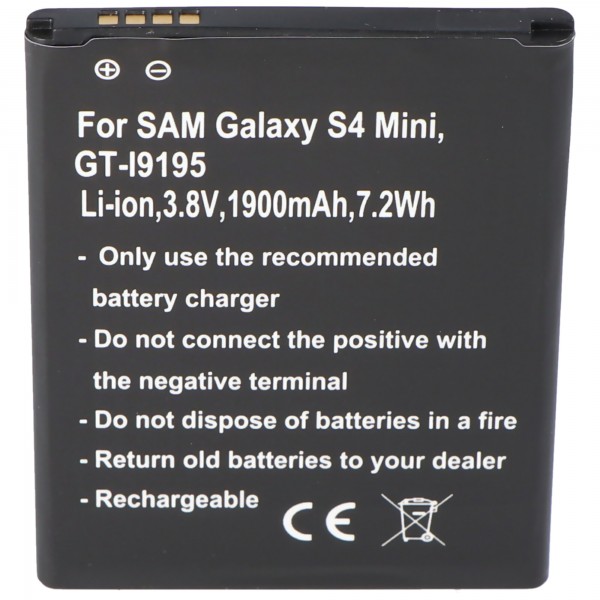 Batterie de remplacement pour Samsung Galaxy S4 Mini, GT-I9195, GT-I9190, GT-I9192, B500BE avec NFC de AccuCell