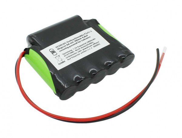 Batterie éclairage de secours NiMH 7.2V 1800mAh F1x5+1 Mignon AA avec câble 200mm d'un côté adapté pour Ledvance