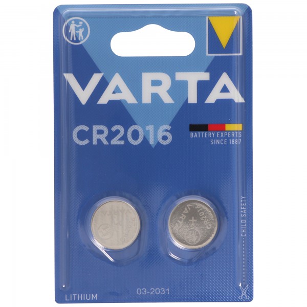 2 piles au lithium Varta CR2016 IEC CR 2016