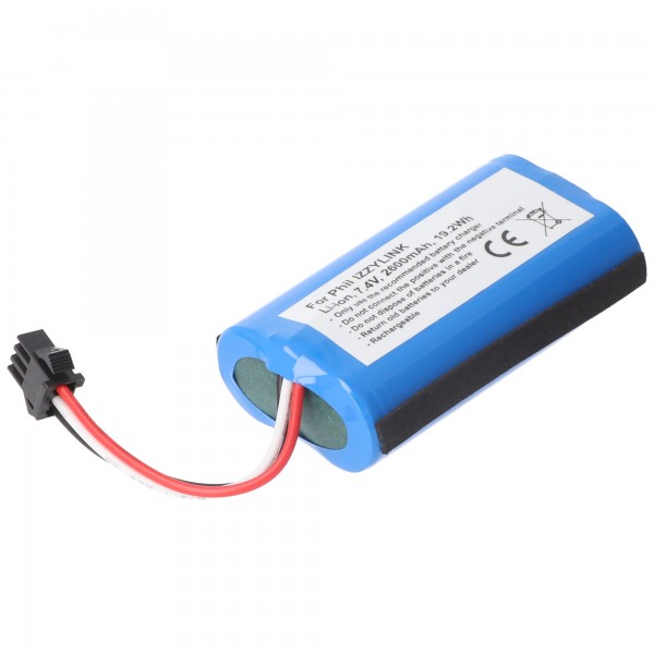 Batterie adaptable sur Philips IZZYLINK, Li-ion, 7.4V, 2600mAh, 19.2Wh, Batteries pour haut-parleurs Bluetooth, Batteries