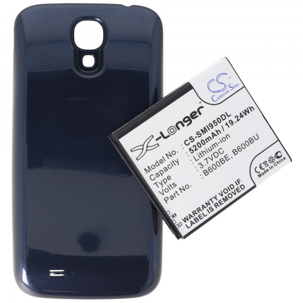 Samsung Galaxy S4, GT-I9500 réplique de la batterie 5200mAh avec couvercle supplémentaire bleu
