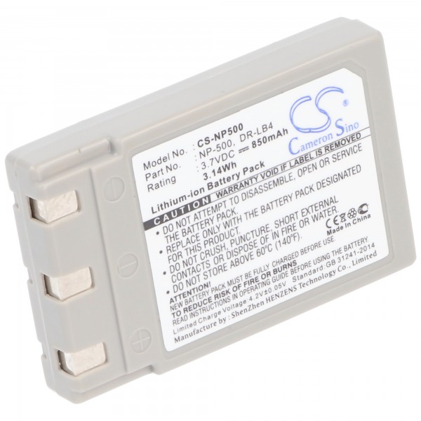 Batterie AccuCell adaptable sur Konica DR-LB4, NP-500, NP-600