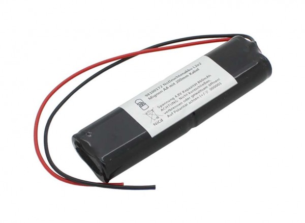 Batterie d'éclairage de secours NiCd 4.8V 860mAh L2x2 Mignon AA avec câble 200mm