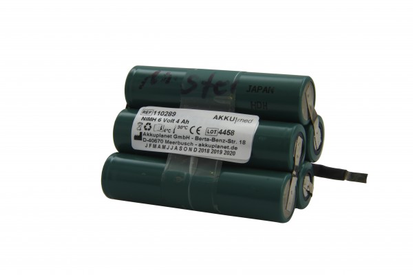 Batterie rechargeable NiMH pour Stryker Type 400-650 T4 Power Pack 6 Volt 4.0 Ah
