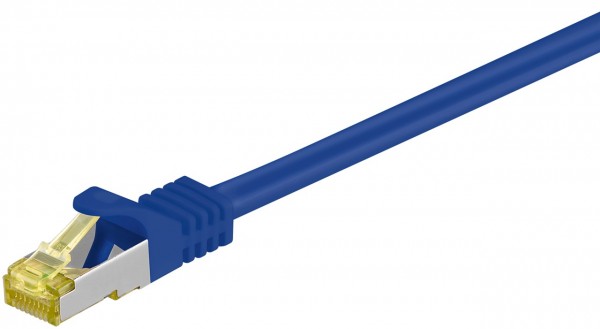 Câble patch Goobay RJ45 CAT 6A S/FTP (PiMF), 500 MHz avec câble brut CAT 7, bleu