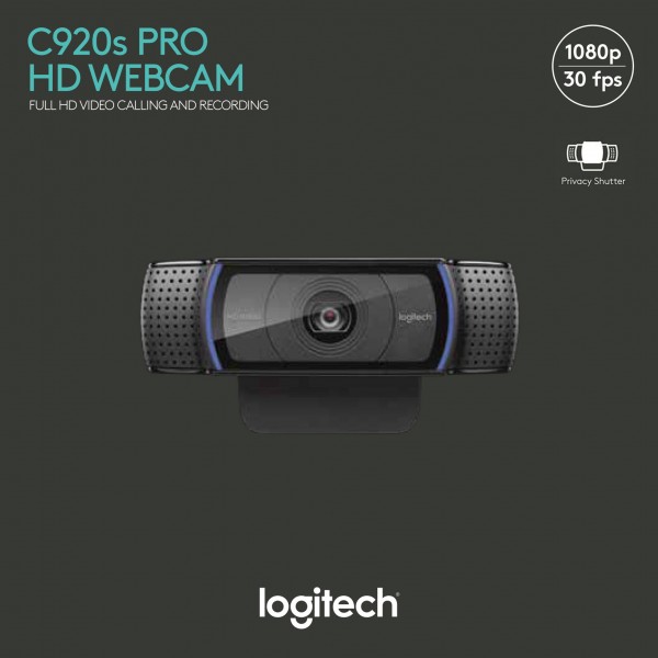 Logitech Webcam C920s Pro, Full HD 1080p, noir 1920x1080, 30 FPS, USB, obturateur de confidentialité, vente au détail