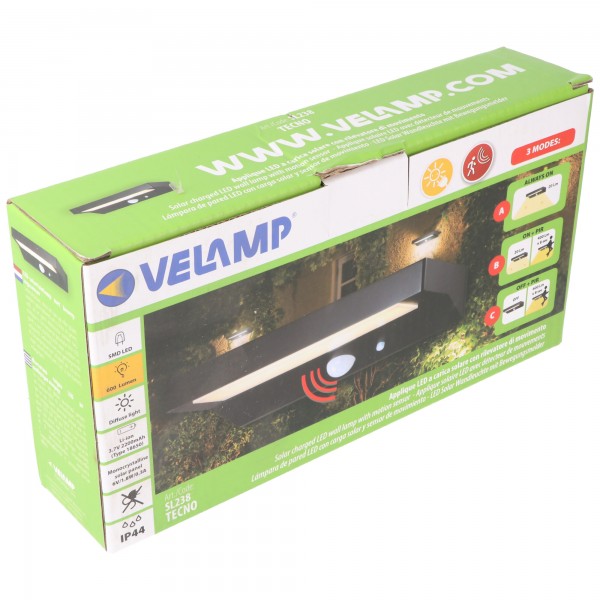 Velamp TECNO : applique murale LED solaire 600 lumens avec détecteur de mouvement