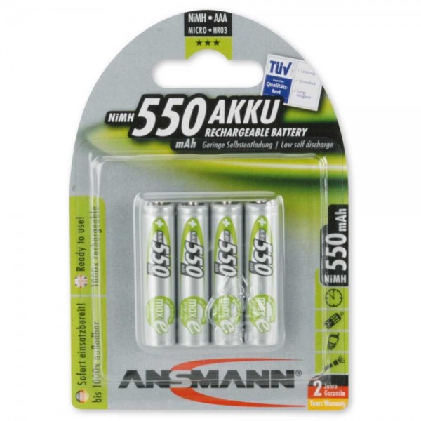 Batterie rechargeable Ansmann NiMH Micro 550mAh, blister de 4