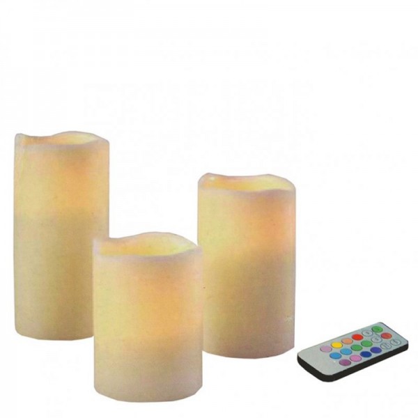 Ensemble de 3 bougies à DEL avec changement de couleur et télécommande