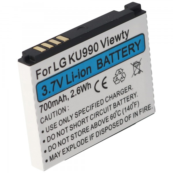 Batterie pour LG KU990 Viewty, HB620T, Li-ion, 3.7V, 700mAh, 2.6Wh
