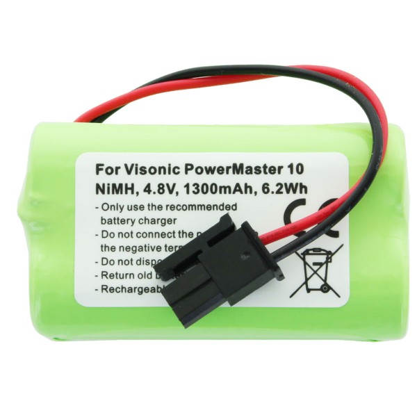 Batterie pour Visonic PowerMaster 10, NiMH, 4.8V, 1300mAh, 6.2Wh