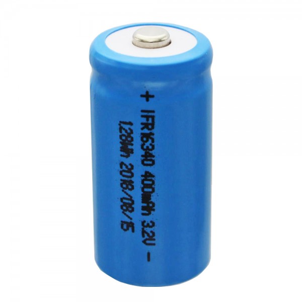 IFR 16340 - Batterie LiFePo4 400mAh 3.2V (bouton en haut) non protégée