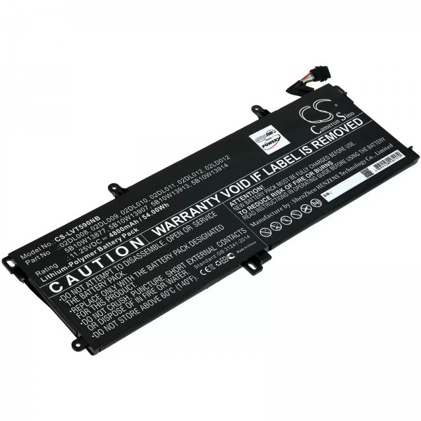Batterie pour ordinateur portable Lenovo ThinkPad T15 Gen 1, T590-204n4002vge, type SB10K97646 et autres - 11,25 V - 4800 mAh