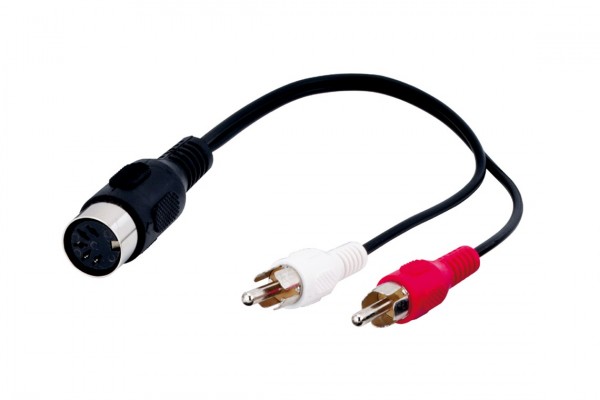 Adaptateur de câble audio Goobay, prise DIN vers prise RCA stéréo - prise DIN 180° (5 broches) > 2x prises RCA (audio gauche/droite)