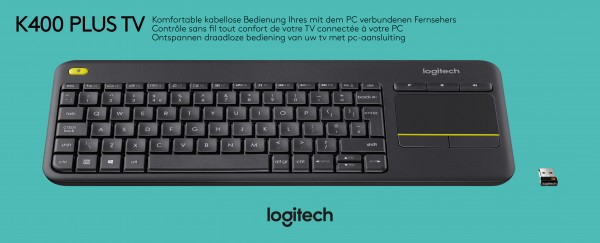 Logitech Keyboard K400, sans fil, Unifying, noir Plus TV, DE, pavé tactile, vente au détail