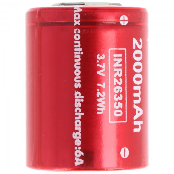 26350 Batterie Li-ion INR26350 3,7 Volt 2000mAh Dimensions 26.1x35mm 6A