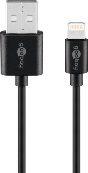 Câble de chargement et de synchronisation USB Lightning, pour Apple iPhone, Apple iPod, Apple iPad, noir, 2 mètres