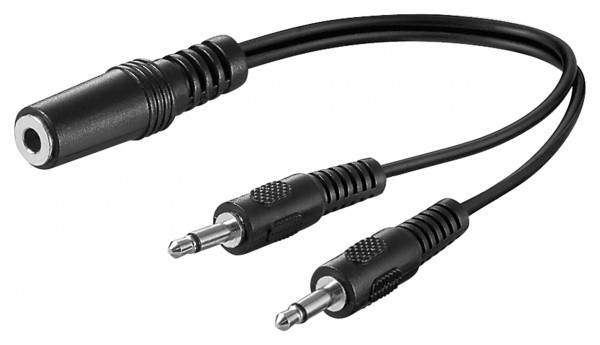 Adaptateur de câble en Y audio Goobay 3,5 mm, 1x prise stéréo vers 2x fiche mono - prise jack 3,5 mm (3 broches, stéréo) > 2x fiche jack 3,5 mm (2 broches, mono)