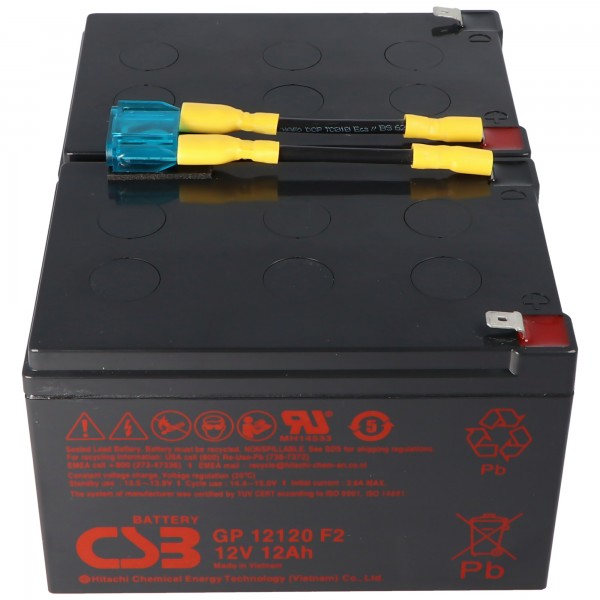 Batterie adaptéee à la batterie de remplacement APC n ° 6 APC-RBC6, batterie de remplacement CSB SCD6 pré-assemblée avec câble et prise