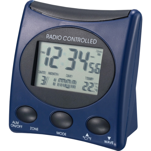 WT 221 bleu noir - radio-réveil classique avec affichage de la date et de la température
