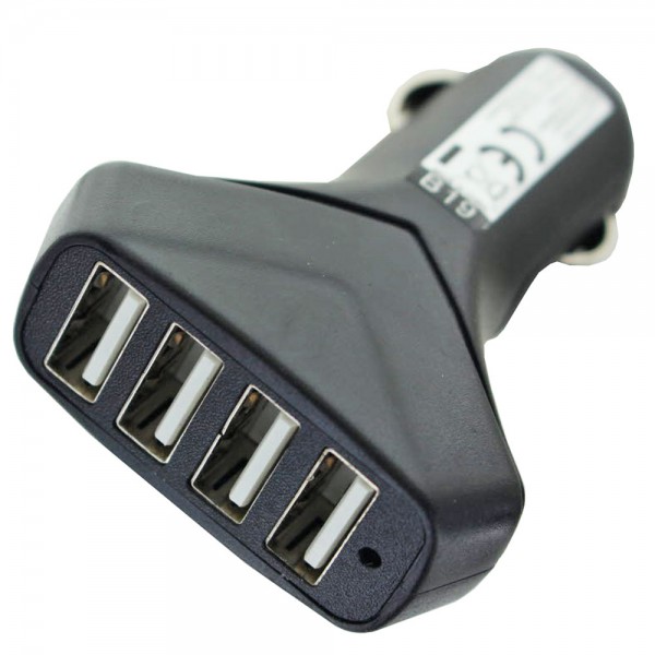 CHARGEUR VOITURE USB 4 ports USB, courant de charge 6,0 A avec identification automatique noir