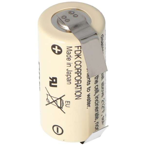 Batterie au lithium Sanyo CR17335 SE Taille 2 / 3A avec cosse à souder en forme de U