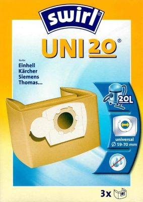Sac d'aspirateur universel Swirl UNI20, 10-20cm, Ø59-70mm pour aspirateurs AEG, Bosch, Clatronic, Einhell, Kärcher