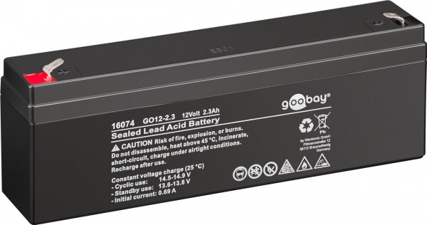 Goobay GO12-2.3 (2300 mAh, 12 V) - Batterie au plomb Faston (4,8 mm), BattG