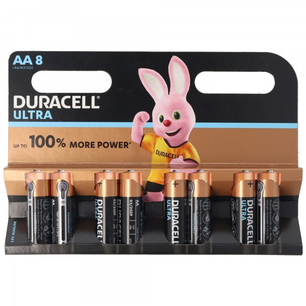 Piles alcalines AA LR6 de Duracell MX1500 Ultra Power ultra puissantes de 8 piles