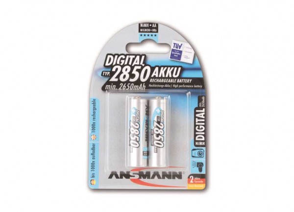 Batterie Ansmann NiMH type 2850 Mignon 2650mAh numérique blister de 2
