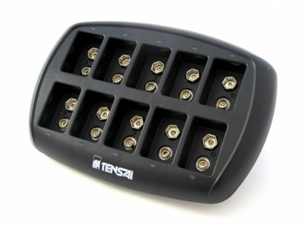 Tensai TI-NI 9.6V-10 Plug Chargeur rapide pour 1-10 Piles 6LR61 6F22 9 Volts