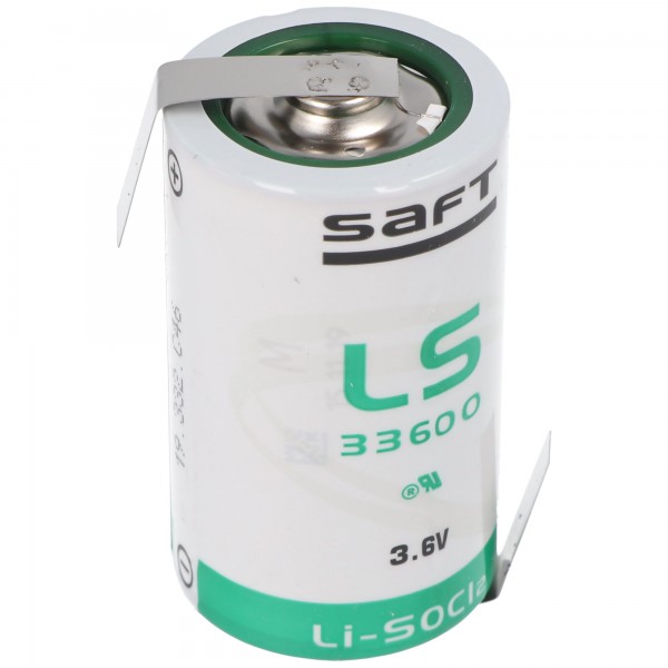 SAFT LS33600 Batterie au lithium 3.6V primaire avec cosse à souder en forme de Z