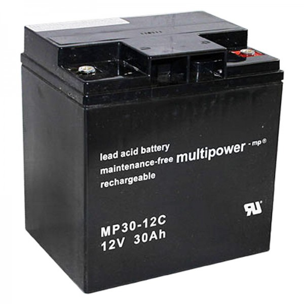 Batterie au plomb Multipower MP30-12C 12 Volts 30 Ah avec connexion à vis M6