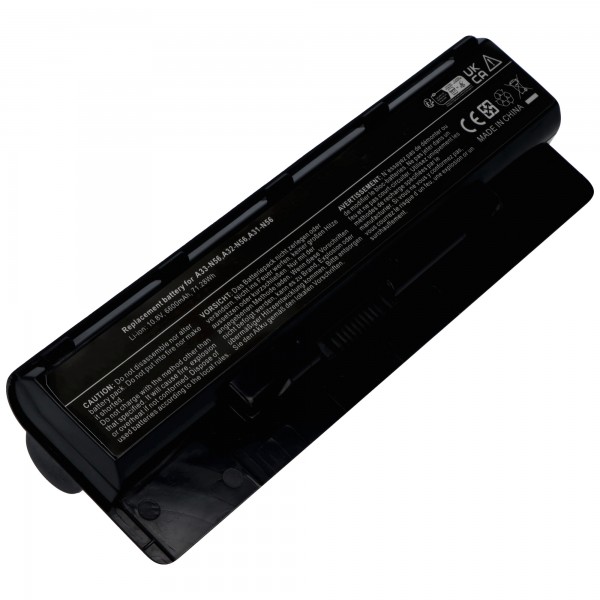 Batterie de remplacement A31-N56, A32-N46, A32-N56, A33-N56 pour Asus B53A avec 11,1 Volt 6600mAh 73Wh