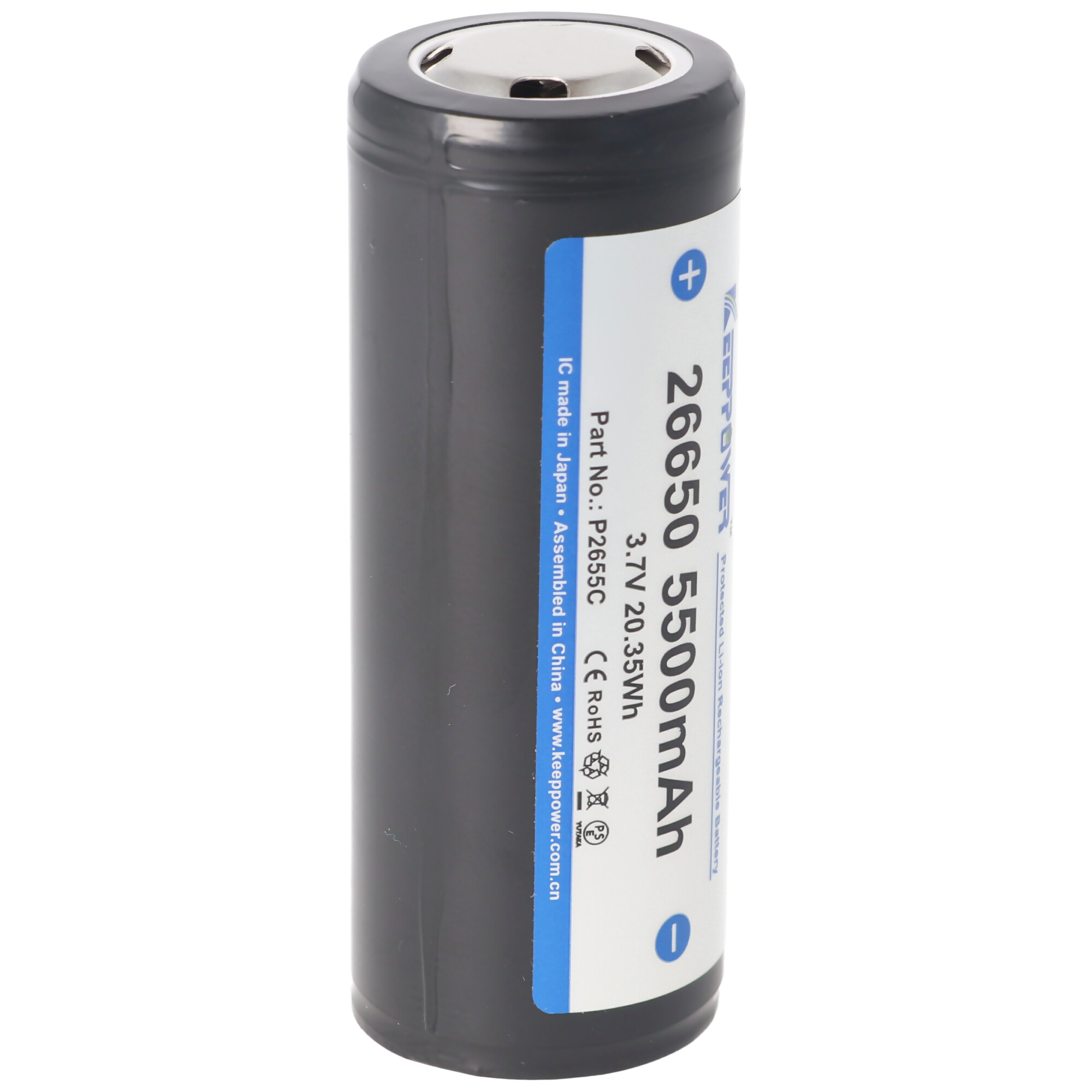 Batterie Keeppower 26650 - 5500mAh, 3,6V - 3,7V Li-ion protégée contre les  PCB, Li-ion 26650, Batteries par taille, Batteries