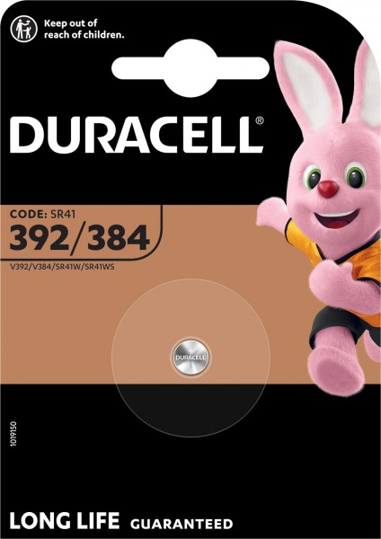 Batterie Duracell Oxyde d'argent, pile bouton, 384/392, SR41, montre 1,5 V, blister de vente au détail (paquet de 1)