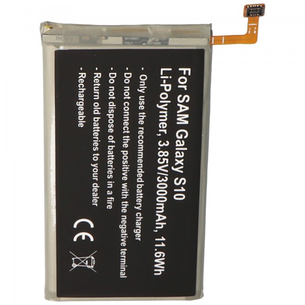 Batterie pour Samsung Galaxy S10, Li-Polymer, 3.85V, 3000mAh, 11.6Wh, intégrée, sans outils