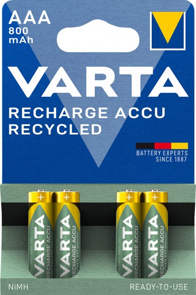 Batterie Varta NiMH, Micro, AAA, HR03, 1,2 V/800 mAh Accu recyclé