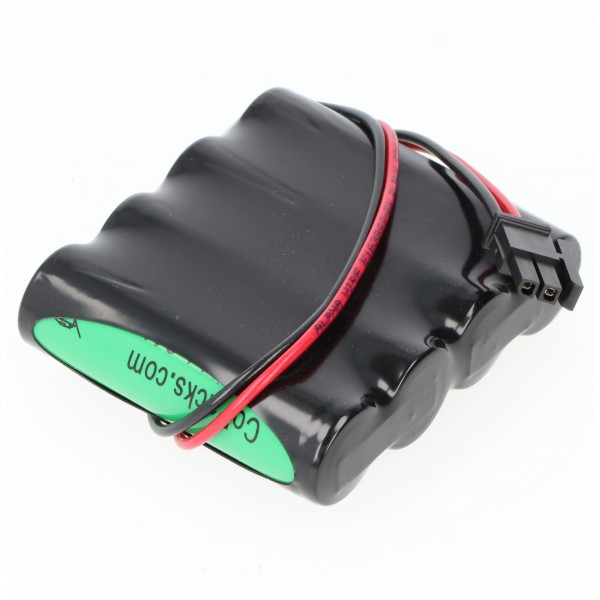 Batterie lumière de secours NiMH 4.8V 1100mAh F1x4 Mignon AA avec câble & fiche 150mm remplace Inotec 890015