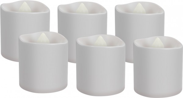 Goobay set de 6 bougies chauffe-plat LED - set de bougies avec télécommande, pour usage intérieur (IP20), blanc chaud (2700 K), recharge via USB
