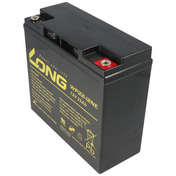 Kung Long WP22-12NE Batterie 12 Volts 22 Ah 181x76 x167mm, filetage intérieur M6