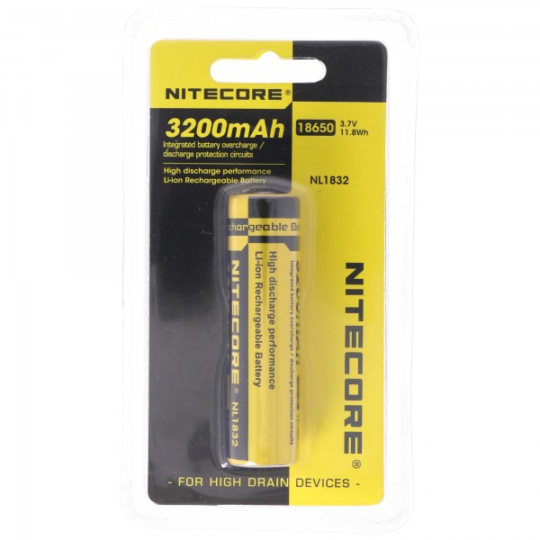 NiteCore 18650 batterie Li-ion pour lampes de poche à LED NL188 avec 3100mAh