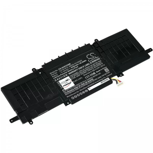 Batterie adaptée pour ordinateur portable Asus ZenBook 13 UX333FA-A4011t, UX333FA-A4081t, type C31N1815 et autres - 11,55V - 4250 mAh