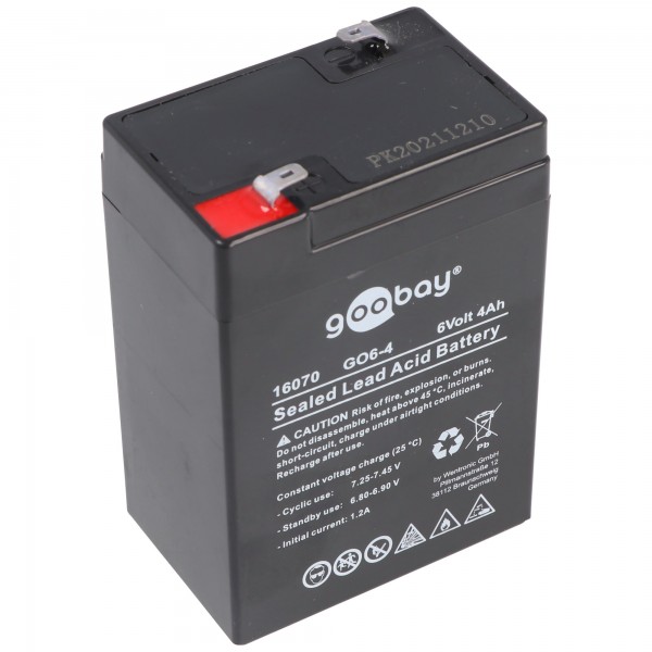 Goobay GO6-4 (4000 mAh, 6 V) - Batterie plomb Faston (4,8 mm